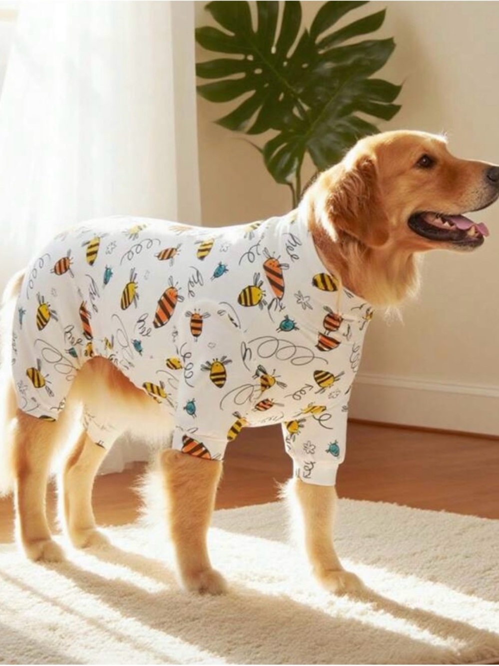 SHEIN White Baby Sleep Sack with Orange & Black Bee Print